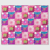 Papier Cadeau Arrière - plan de bande dessinée rose et violet (Plat)