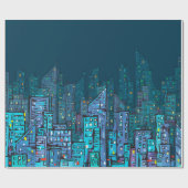 Papier Cadeau Arrière - plan de Cityscape de nuit. Illustration  (Plat)