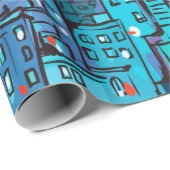 Papier Cadeau Arrière - plan de Cityscape de nuit. Illustration  (Coin rond)