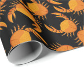 Papier Cadeau Arrière - plan de crabe orange (Coin rond)