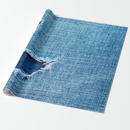 Papier Cadeau Arrière - plan de denim texturé. Trou déchiré dans (Déroulé)