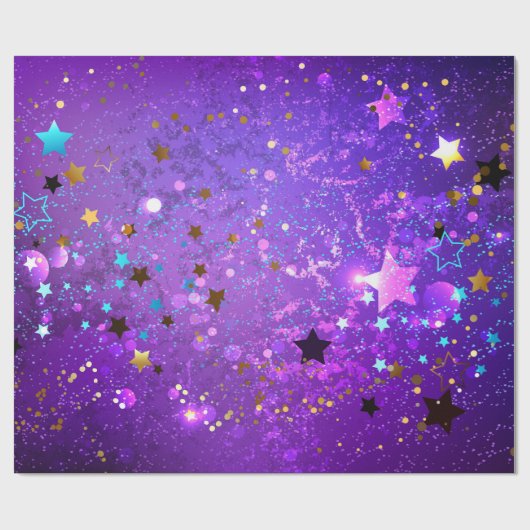 Papier Cadeau Arrière - plan de feuille violet avec étoiles (Plat)