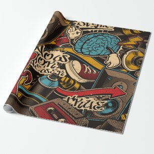 Papier Cadeau Arrière - plan de graffiti sans couture. Ppa trans