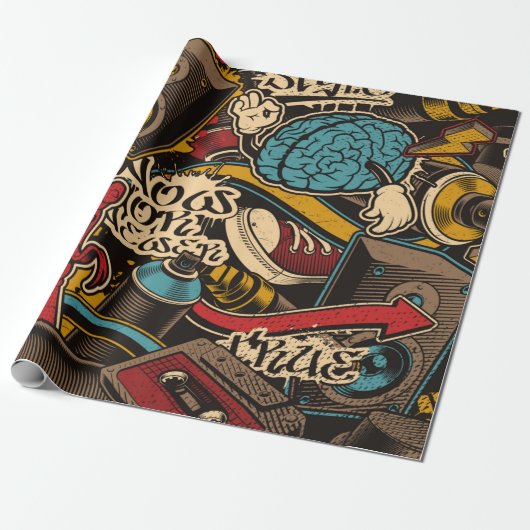 Papier Cadeau Arrière - plan de graffiti sans couture. Ppa trans (Déroulé)