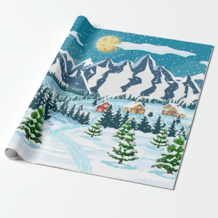 Papier Cadeau Arrière - plan de Noël d'hiver. Pin bois et sn