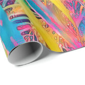 Papier Cadeau Arrière - plan de texture de feuille de palme trop (Coin rond)