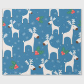Papier Cadeau Arrière - plan d'hiver avec cerfs (motif sans soud (Plat)