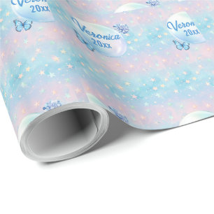 Papier Cadeau Arrière - plan étoilé bleu-rose