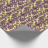 Papier Cadeau Arrière - plan jaune clair pourpre aux Damas flora (Coin)