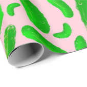 Papier Cadeau Arrière - plan rose des sachets verts (Coin rond)