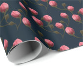 Papier Cadeau Arrière - plan rose rose sur bleu foncé (Coin rond)