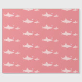 Papier Cadeau Arrière - plan rose uni aux requins mignons | BABY (Plat)