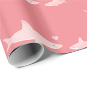 Papier Cadeau Arrière - plan rose uni aux requins mignons | BABY (Coin rond)