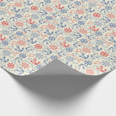 Papier Cadeau Arrière - plan rouge et marine avec ancre (Coin)