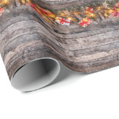 Papier Cadeau Arrière - plan rustique de Noël, planches en bois. (Coin rond)