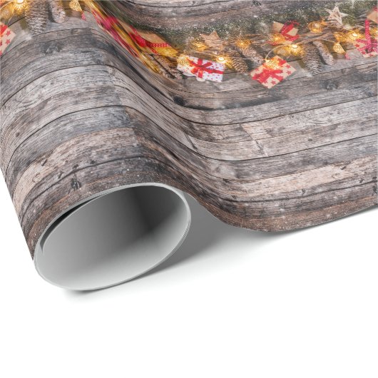 Papier Cadeau Arrière - plan rustique de Noël, planches en bois. (Coin rond)