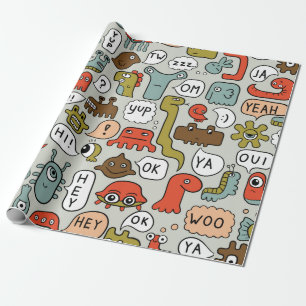 Papier Cadeau arrière - plan sans soudure avec de mignons monstr