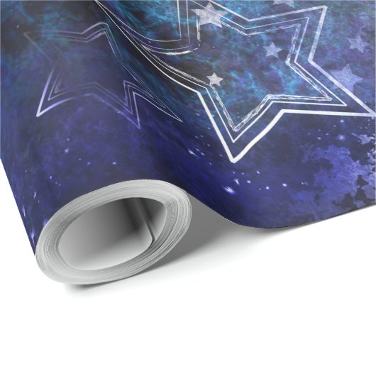 Papier Cadeau Arrière - plan spatial avec étoiles (Coin rond)