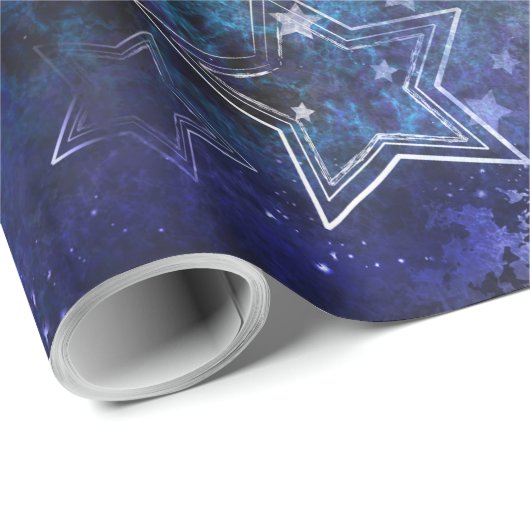 Papier Cadeau Arrière - plan spatial avec étoiles (Coin rond)