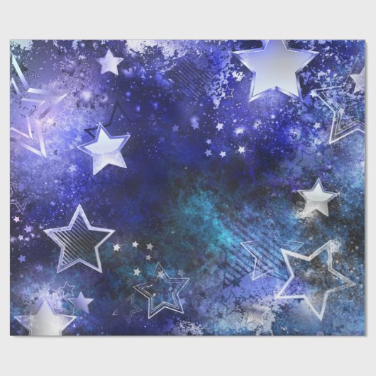 Papier Cadeau Arrière - plan spatial avec étoiles (Plat)