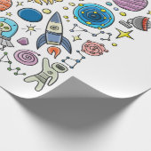 Papier Cadeau Arrière - plan spatial. Planètes du système solair (Coin)