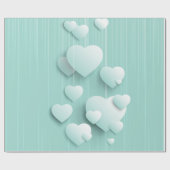 Papier Cadeau Arrière - plan vert clair avec coeur blanc 3D (Plat)