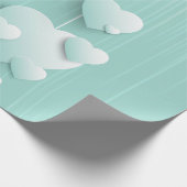 Papier Cadeau Arrière - plan vert clair avec coeur blanc 3D (Coin)