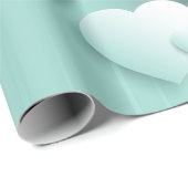 Papier Cadeau Arrière - plan vert clair avec coeur blanc 3D (Coin rond)