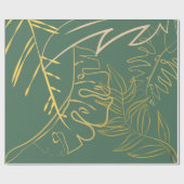 Papier Cadeau Arrière - plan vert feuille d'or chic (Plat)