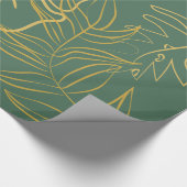 Papier Cadeau Arrière - plan vert feuille d'or chic (Coin)