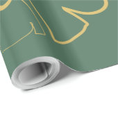 Papier Cadeau Arrière - plan vert feuille d'or chic (Coin rond)