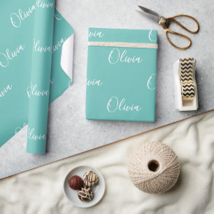 Papier Cadeau Arrière - plan vert Nom Fille Enveloppement