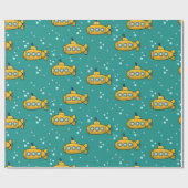 Papier Cadeau Arrière - plan vert Turquoise sous-marin jaune (Plat)