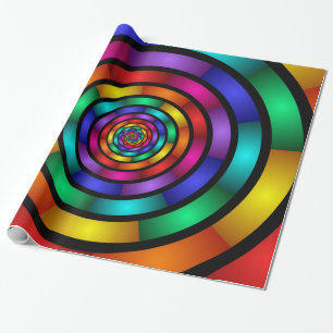 Papier Cadeau Arrondi et psychédélique coloré Art moderne fracta