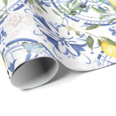 Papier Cadeau Arrondi, orné, tuile espagnole, méditerranéenne, c (Coin rond)