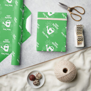 Papier Cadeau Arrosage de jardin vert peut papier d'emballage d'