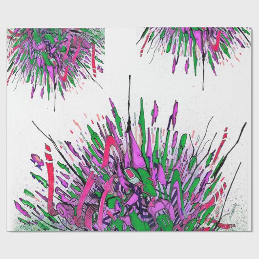 Papier Cadeau Art à l'encre éclaboussée violette (Plat)