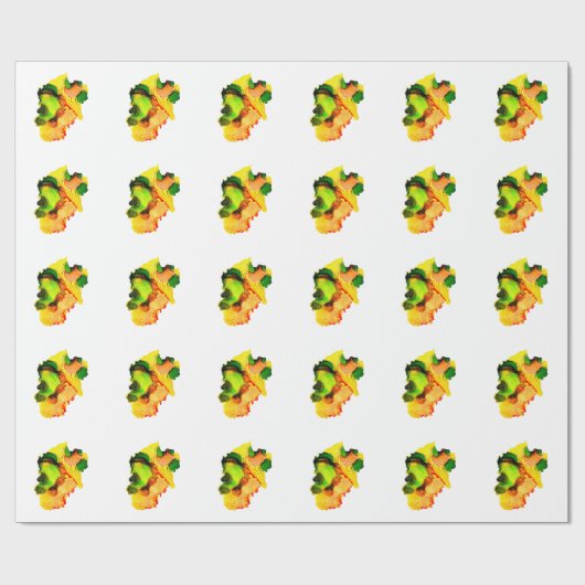 Papier Cadeau art Abstrait alcool encre jaune vert (Plat)