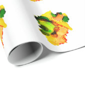 Papier Cadeau art Abstrait alcool encre jaune vert (Coin rond)