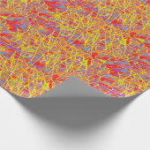 Papier Cadeau Art abstrait avec gribouillis jaune et bleu (Coin)