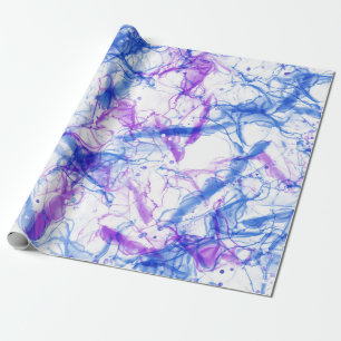 Papier Cadeau Art Abstrait de l'encre d'alcool bleu violet blanc