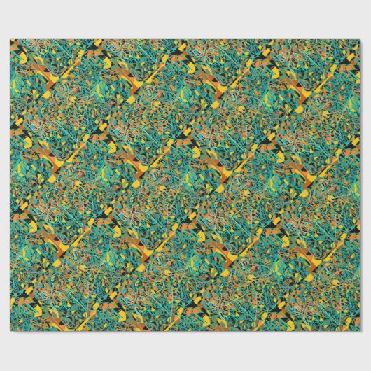 Papier Cadeau Art abstrait Indien look brique motif sari design (Plat)
