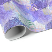 Papier Cadeau Art abstrait moderne bleu et violet (Coin rond)