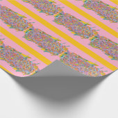 Papier Cadeau art abstrait rayures sur rose (Coin)