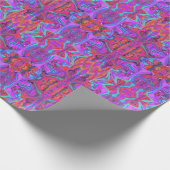 Papier Cadeau Art Abstrait rétro violet, bleu et orange (Coin)