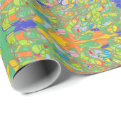 Papier Cadeau Art abstrait vert look italien (Coin rond)