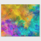 Papier Cadeau art abstrait vif arc-en-ciel peint arrière - plan  (Plat)