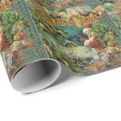 Papier Cadeau Art antique du Père Noël (Coin rond)