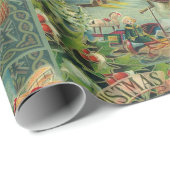 Papier Cadeau Art antique du Père Noël (Coin rond)