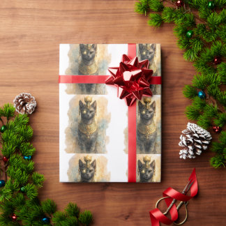 Papier Cadeau Art aquarelle de la déesse féline Bastet de l'Égyp